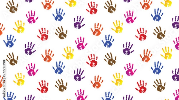 Fototapeta Seamless Pattern of Multiple Colorful Hands for Happy Holi Festival of India, Holi Background Design 