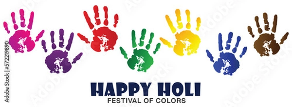Fototapeta Colorful Handprints for happy holi festival, Holi Greeting Card, Cover design and banner Templates, 