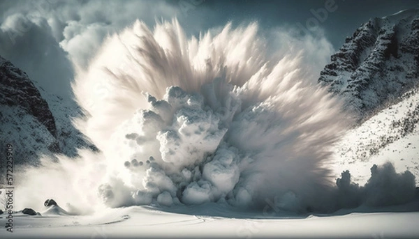 Obraz snow avalanche in the mountain. generative ai