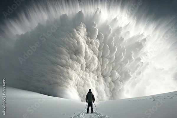 Obraz person caught by snow avalanche in the mountain. generative ai