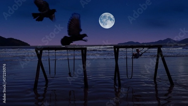 Fototapeta Lua sobre o mar