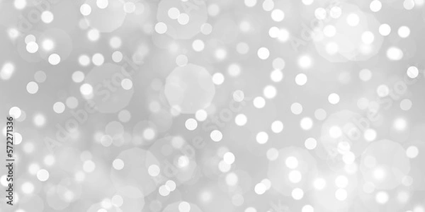 Fototapeta Seamless abstract white bokeh blur background texture transparent overlay. Dreamy soft focus wallpaper backdrop. Light silver grey diffuse glowing floating holiday circle dots pattern. 3d rendering.