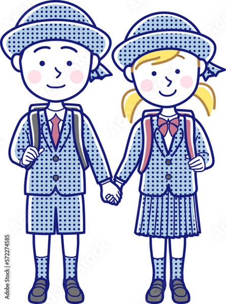 Fototapeta 小学生の男の子と女の子