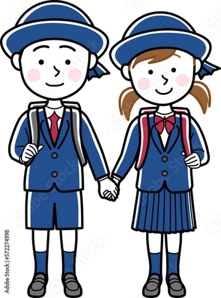 Fototapeta 小学生の男の子と女の子