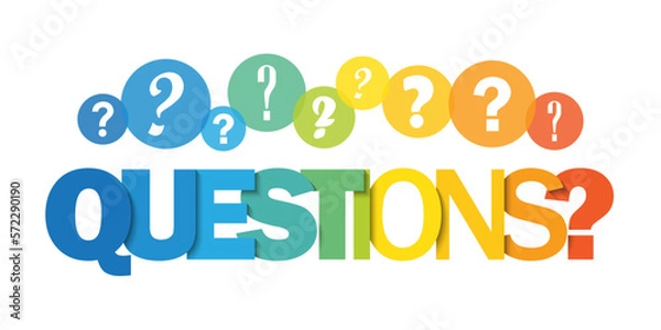 Fototapeta QUESTIONS? colorful vector typography banner with question marks
