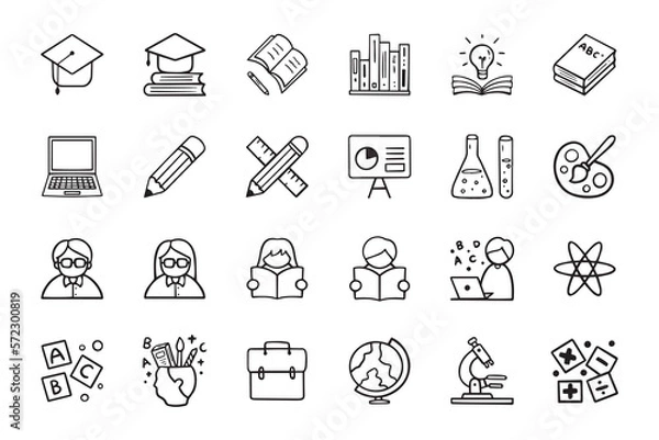 Obraz doodle learning education school icon set