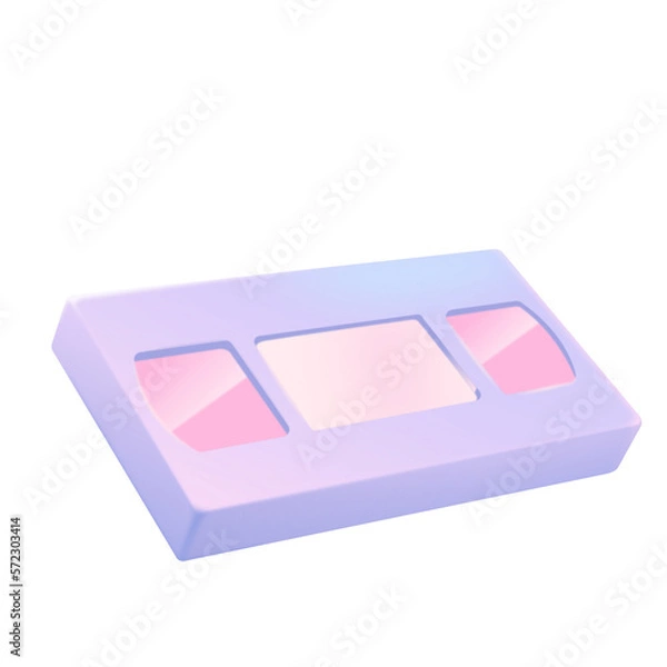 Fototapeta Minimal Pastel Video Tape with a 3D Twist. Vintage 90s cassette retro illustration.