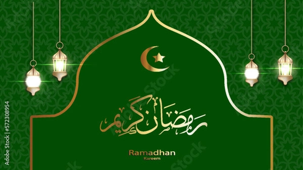 Obraz Vector Arabic Islamic Ramadan Kareem with golden luxury ornamental pattern background 