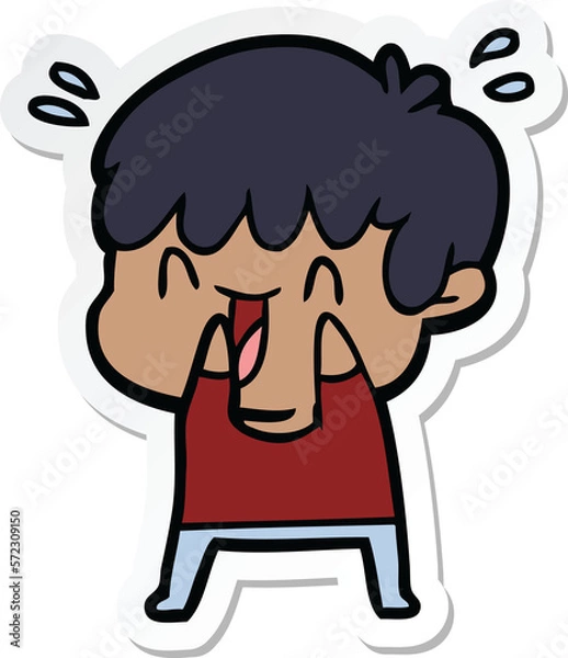 Fototapeta sticker of a cartoon laughing boy