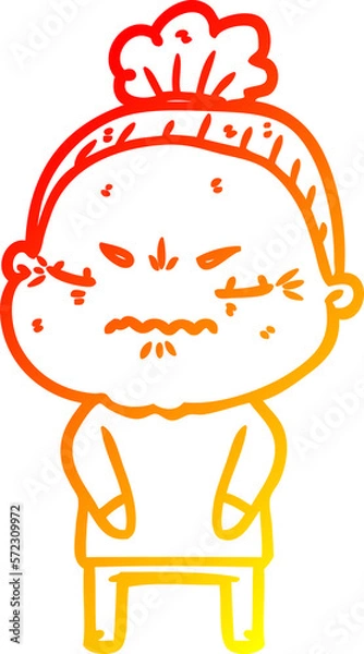 Obraz warm gradient line drawing cartoon annoyed old lady