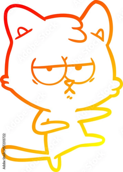 Obraz warm gradient line drawing bored cartoon cat