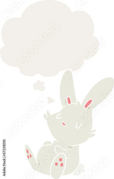 Fototapeta cartoon rabbit sleeping and thought bubble in retro style