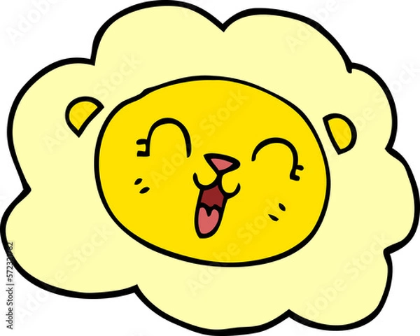 Obraz cartoon doodle happy lion