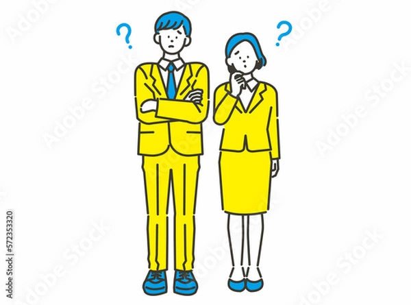 Obraz 二人で首をかしげて困る男女 ビジネス素材 イメージイラスト