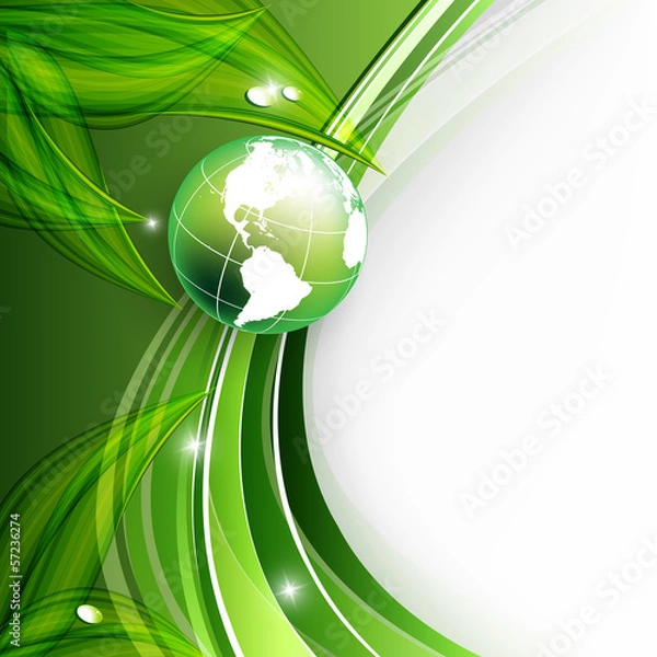 Fototapeta floral environmental vector frame with globe