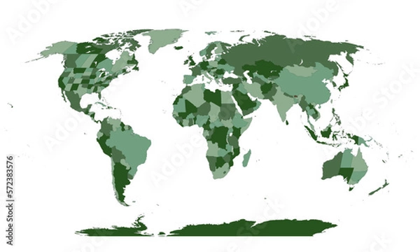 Obraz Green shades countries world map vector or high resolution png