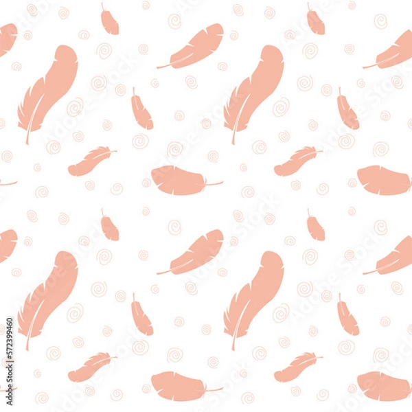 Obraz easter seamless pattern with eggs, rabbits, feathers and plants.