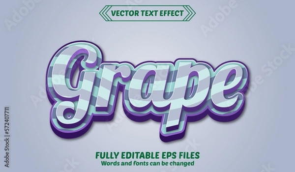 Obraz Grape 3D Editable Text Effect – Fresh Fruit Style Typography for Juice, Organic, and Food Branding