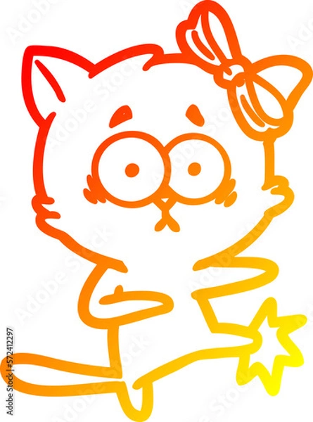 Obraz warm gradient line drawing cartoon cat