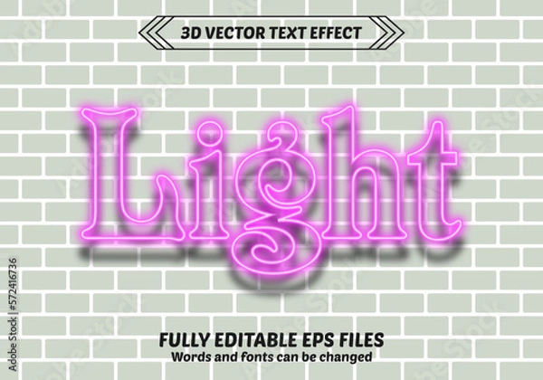Obraz light text effect, editable retro and glowing text style. Neon light wall sign text effect