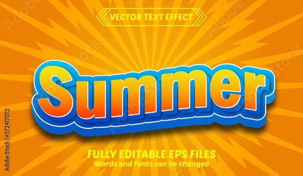 Obraz summer editable text effect template. Summer editable text style effect. Vector text effect, with summer season event.