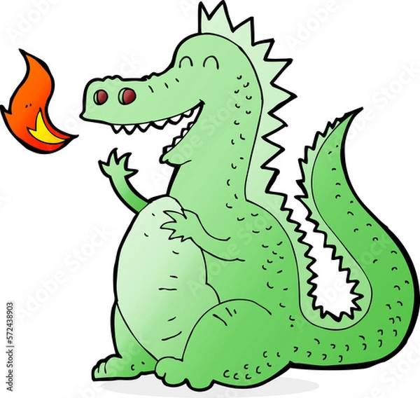 Fototapeta cartoon fire breathing dragon