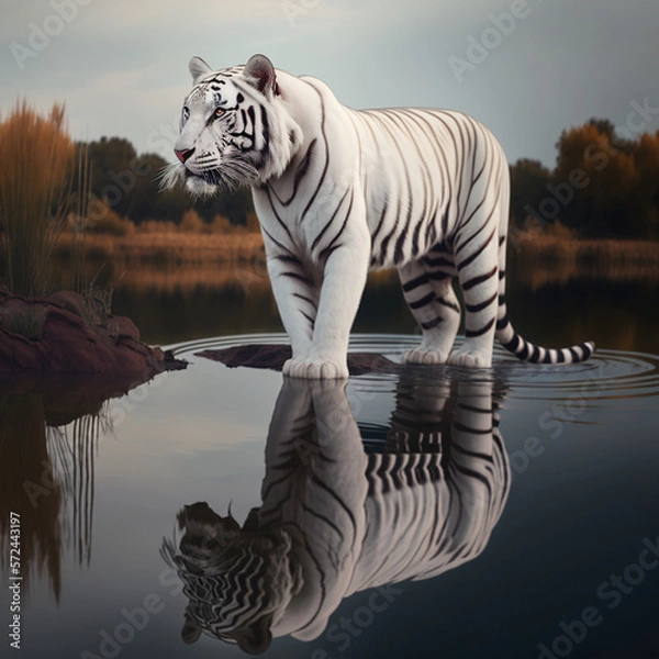 Obraz white tiger in water