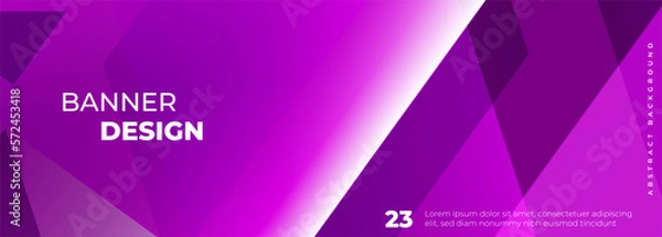 Obraz Purple modern abstract wide banner with geometric shapes. Violet abstract background. Vector illustration