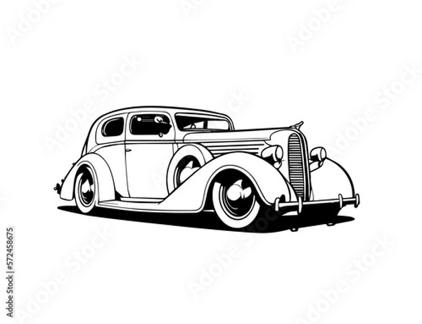 Obraz Retro car. Vector illustration of hand drawn car outline