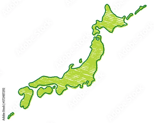 Obraz クレヨン画風の日本地図