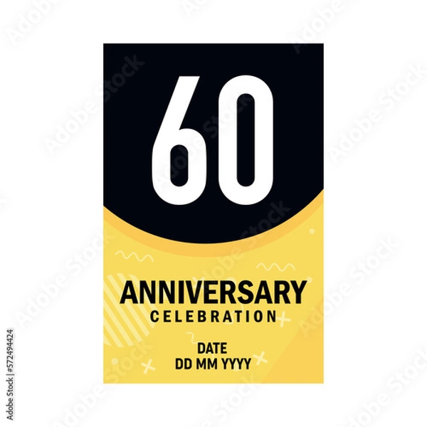 Fototapeta 60 years anniversary invitation card design, modern design elements, white background vector design