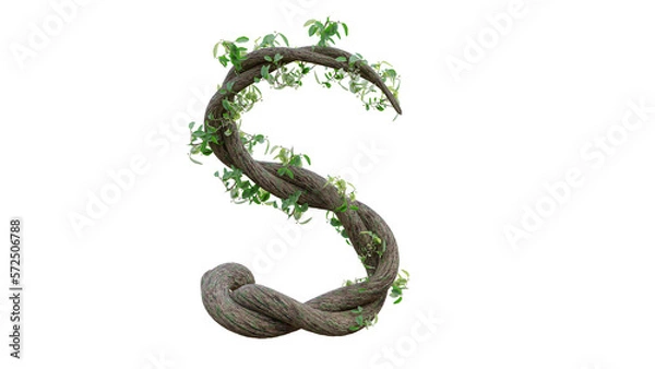 Fototapeta Tree grow or vine in the shape of the English text. Letter font S. 3D Render.