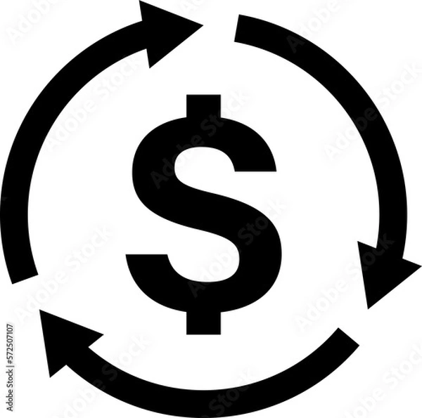 Fototapeta Money back refund investment icon repeat arrow flat design for graphic design, logo, web site, social media, mobile app, ui illustration