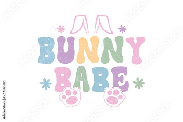 Fototapeta Retro Easter Sunday bunny babe Sublimation T-Shirt Design     