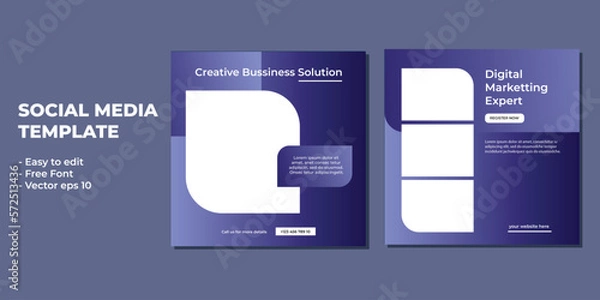 Fototapeta Set of Editable minimal square banner template. Suitable for social media post and web internet ads. Vector illustration with photo college	
