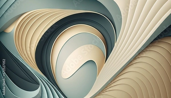 Fototapeta Designer Background with Curved lines and Calm color palette with Geometric Shapes in Bold Colors - Modern Wallpaper Template with Vibrant Hues and Polygonal Pattern (generative AI)