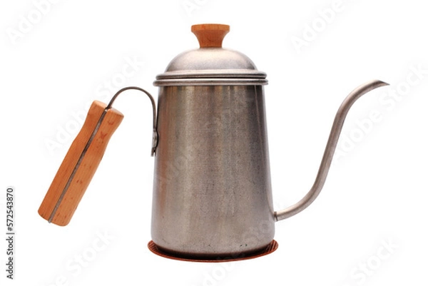 Fototapeta vintage coffee kettle isolate on white backgrond with work path
