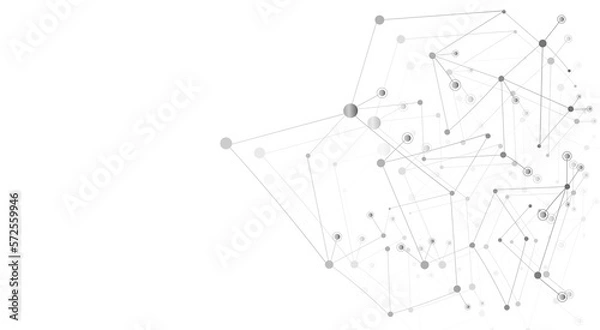 Obraz Abstract technological background with connected lines and dots. Wave flow. Molecular structure. Weaving lines, minimal array. Visualization of digital data.