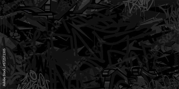 Obraz Dark Black Abstract Flat Urban Street Art Graffiti Style Vector Illustration Template Background