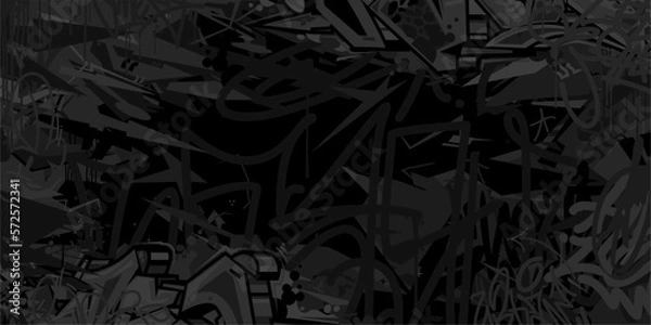 Obraz Dark Black Abstract Flat Urban Street Art Graffiti Style Vector Illustration Template Background Art