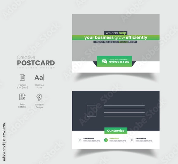 Fototapeta Corporate Business Postcard Template Design