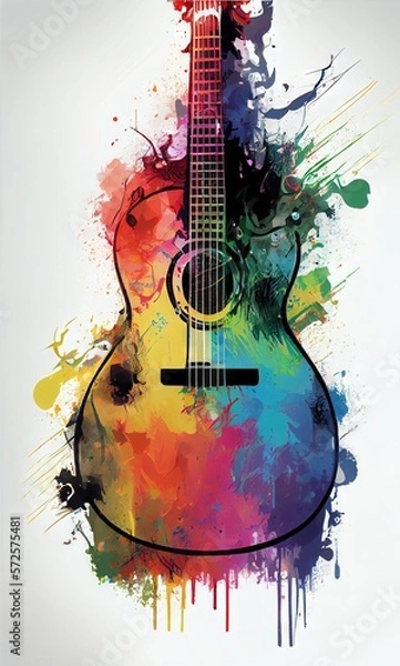Obraz Guitar. Music graphite poster, background, wallpaper. Printable artwork.