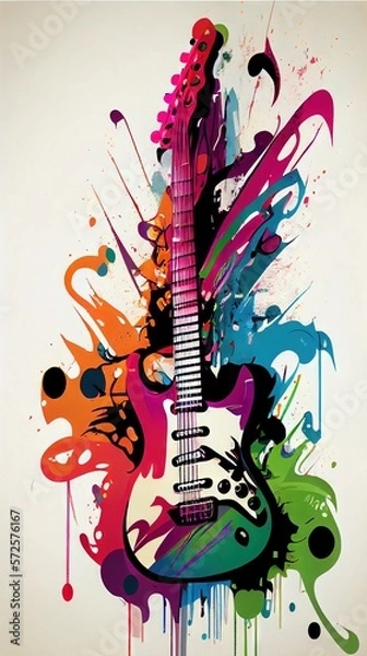 Obraz Guitar. Music graphite poster, background, wallpaper. Printable artwork.