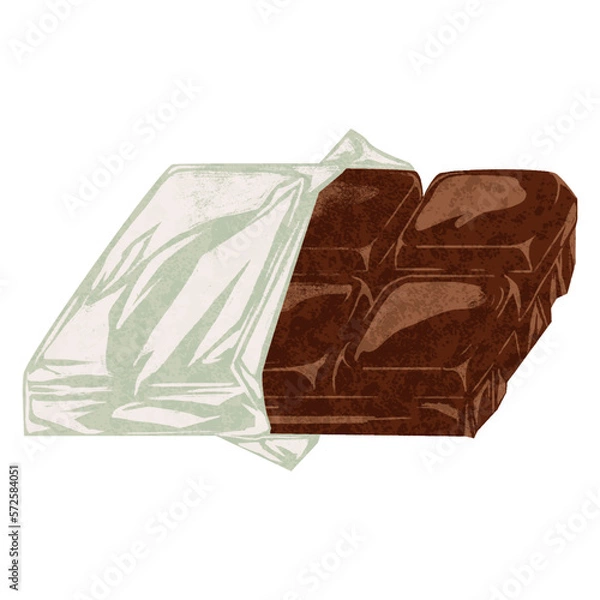 Obraz 板チョコレートの手描き水彩風イラスト