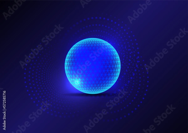Fototapeta Sphere consisting of points and lines. Modern wireframe elements. Technology grid sphere.