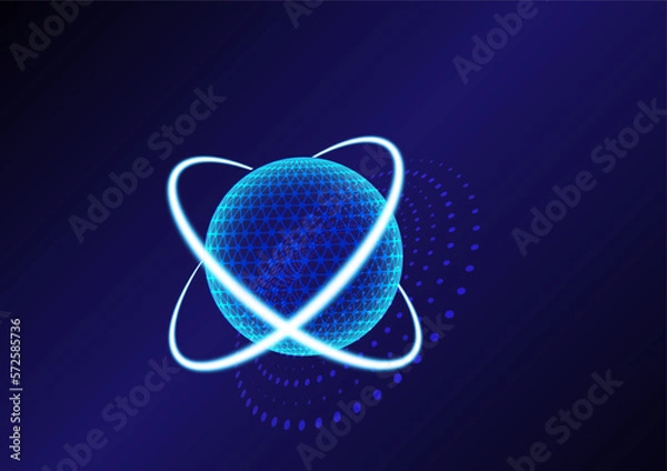 Obraz Abstract Network technology background with the shape of line connection and shine bright of the signal. Global light concept.