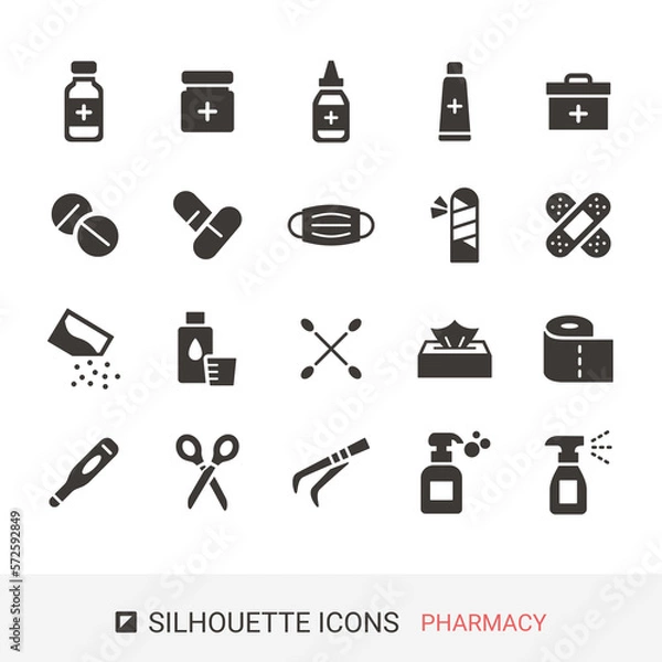 Fototapeta 商品アイコン　薬局　シルエットアイコン