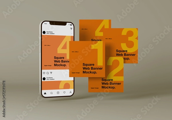 Fototapeta 4 Square Web Banners Mockup