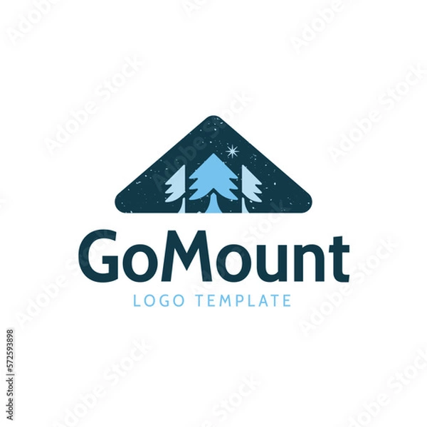 Obraz Wolf on Snowy Peak - Logo Template