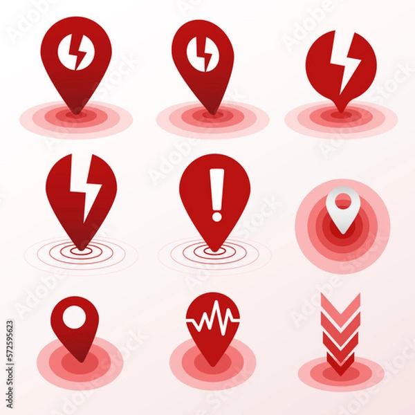 Fototapeta Set of Earthquake,Richter Scale icon